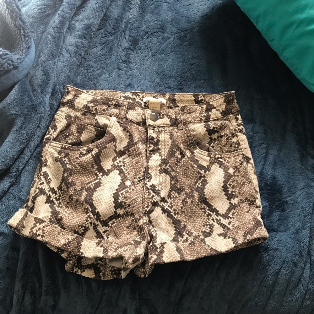 High Waisted Snake Skin Short Shorts